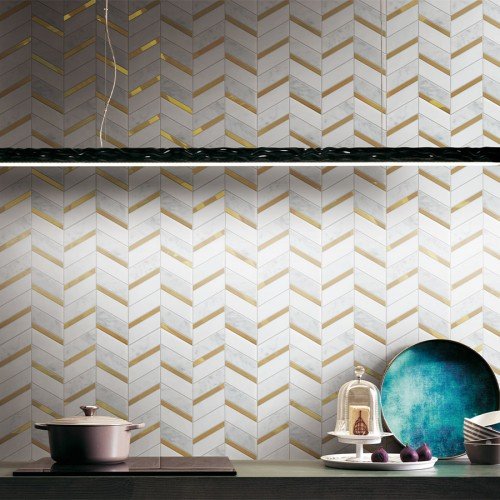 Aerial White Chevron Tile