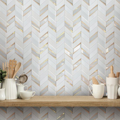 Jayna White Chevron Tile