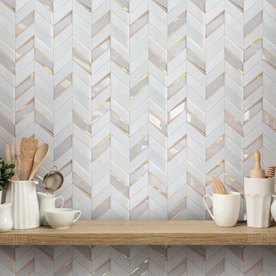 Jayna White Chevron Tile