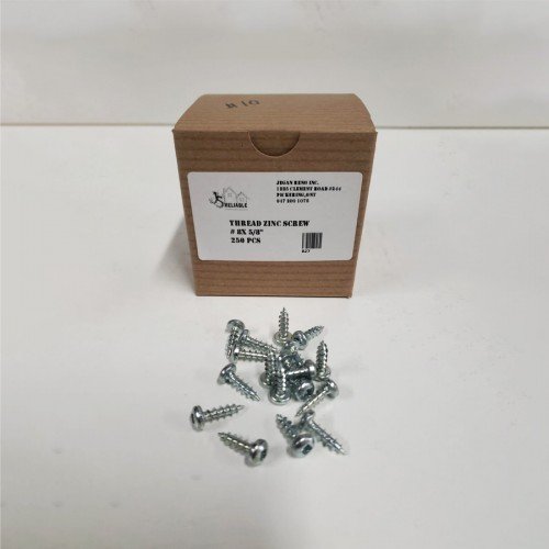 Thread Zinc Screw 8 x 5/8" - 250 Pcs