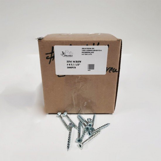 Zinc Screw 6 x 1 ½ - 500 pcs