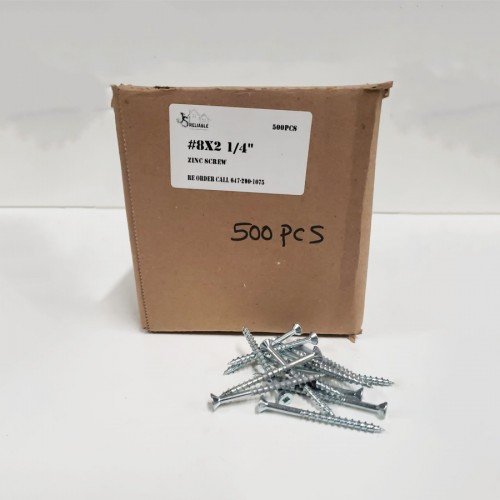 Zinc Screw 8 x 2 ¼" - 500 Pcs