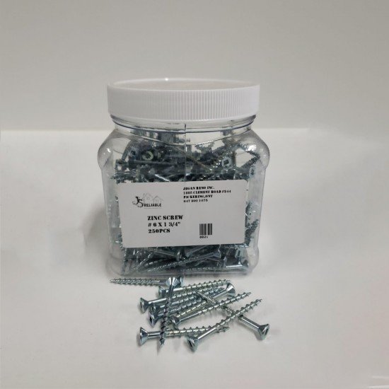 Zinc Screw 6 x 1¾" - 250 Pcs