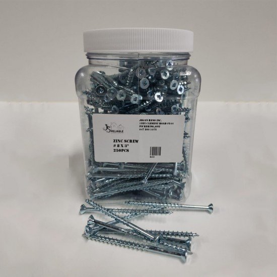 Zinc Screw 8 x 3" - 250 Pcs