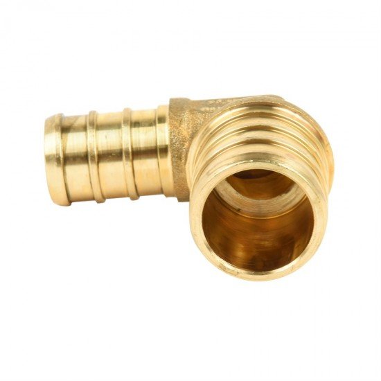 Pex Brass 90 Elbow ¾in Barb x ½in Barb